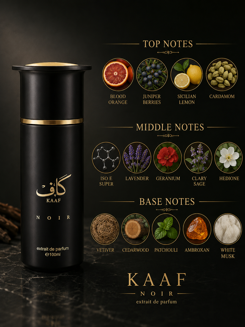 Ahmed Al Maghribi Kaaf Noir Extrait De Parfum For Unisex