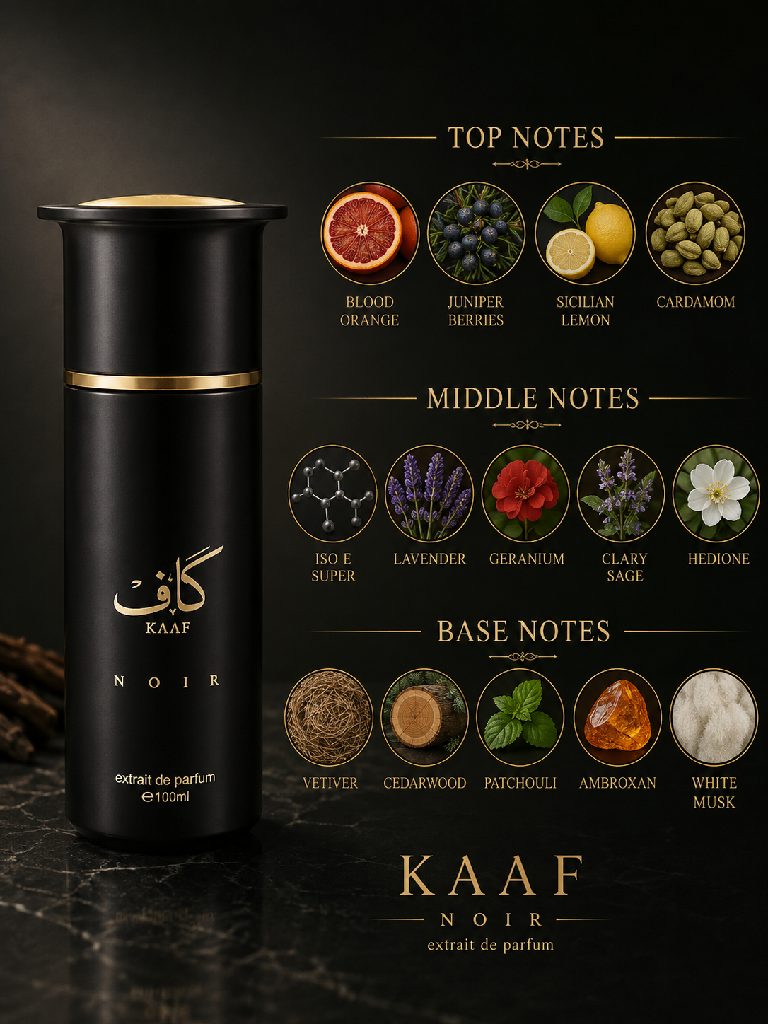 Ahmed Al Maghribi Kaaf Noir Extrait De Parfum For Unisex